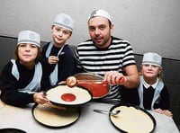 Hungry pupils get a pizza the action