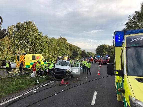 A38 crash: Man injured after car and pick-up truck crash near Rattery