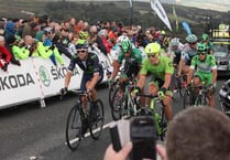 Crowds turn out from Whiddon Down to Haytor for cyclists' Tour of Britain