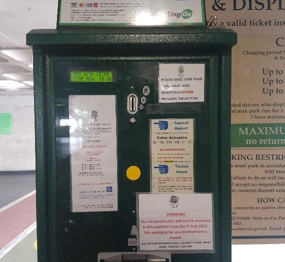 West Devon's parking machines to stop accepting old £1 coins this Saturday