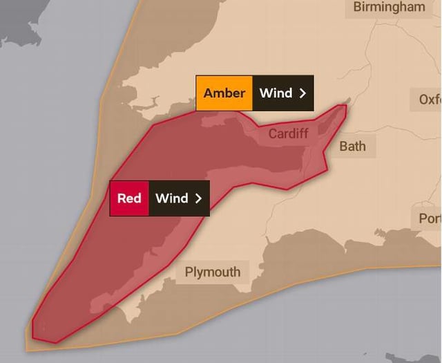 Met Office issues rare Red Weather Warning for parts of Devon and Cornwall as Storm Eunice hits the area tomorrow