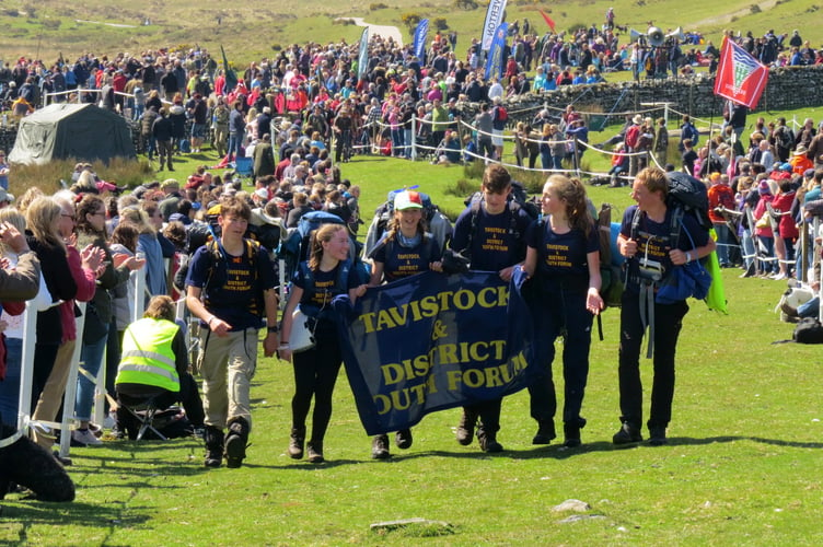 A team from Tavistock and District Youth Forum as they complete their Ten Tors challenge in 2019