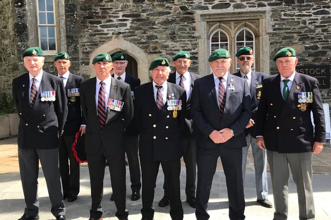 Royal Marines veterans who served in the Falklands War, at ceremony in Tavistock to mark the 40th anniversary at the end of the Falklands War