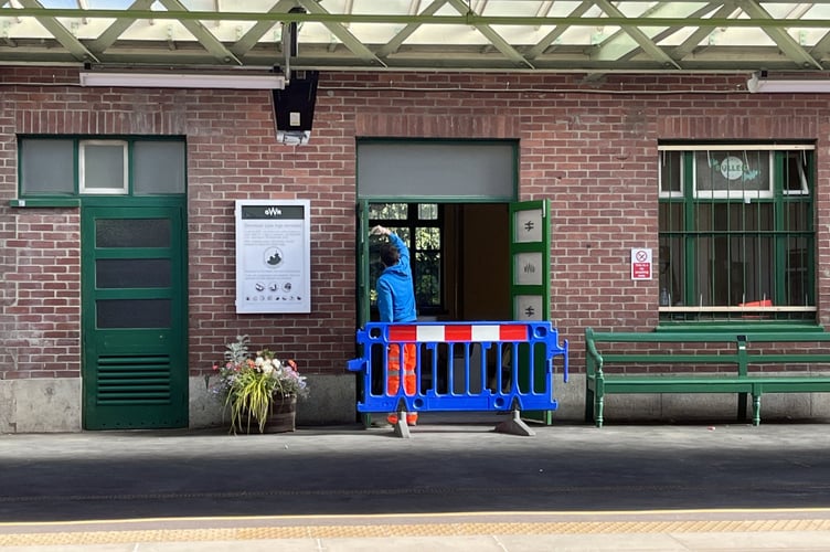 A workman helping to refurbish the station’s cafe