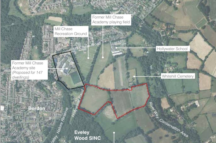 Hampshire County Council proposes transforming a section of Stanford Grange Farm in Headley (circled red) into a Suitable Alternative Natural Greenspace for dog walkers