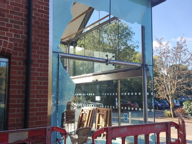 The Maltings’ atrium after the attack on Sunday morning