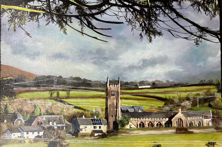 Winner of the Devon CPRE Young Landscape Artist competition (older category) was Angelie Pickett (15) with this painting of Ugborough on the edge of Dartmoor.
