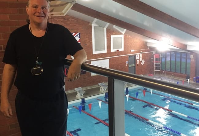 Patrick Allen has been joined on his sponsored swim by some of the people he helps as a support worker