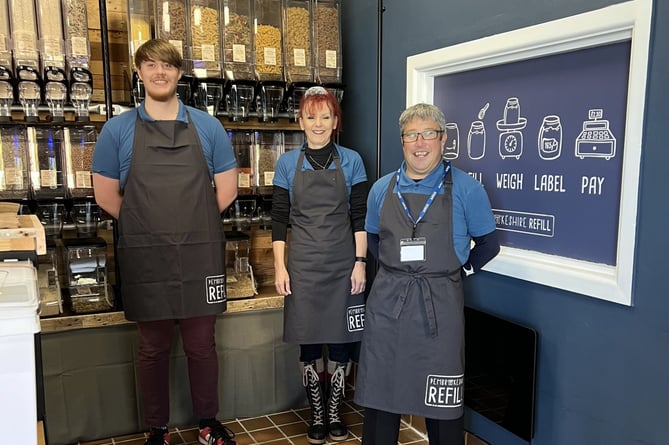 Maddy and staff members at the new Pembrokeshire REFILL shop, St Govans Centre, Pembroke Dock