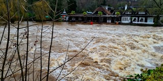 Warning of flood at Bickleigh Bridge between Crediton and Tiverton
