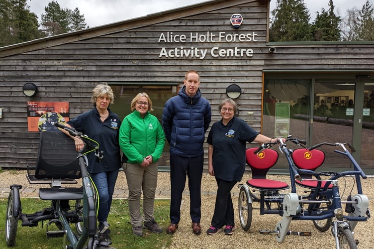 Janet Dunkley (Dementia-Friendly Alton), Helen Littlejohn (Forestry England), Jamie Haskins (Haskins Garden Centres) and Karen Murrell (Dementia-Friendly Alton)