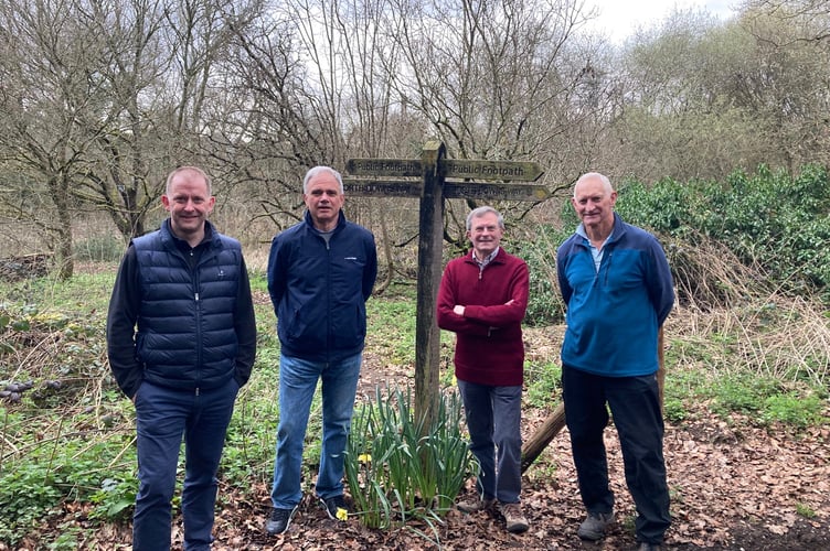 Trustees of the Snailslynch Wood Community Project from left to right: Simon Cryer, Geoff Shutler, Stephen Linton, Stephen Pallant