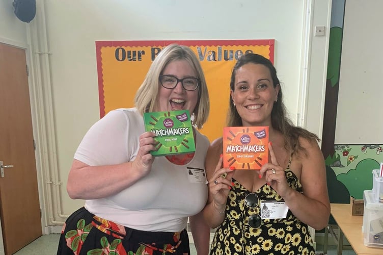 Staff from The Federation of Liss Schools with Matchmakers donated by Tesco in Bordon, June 2023.