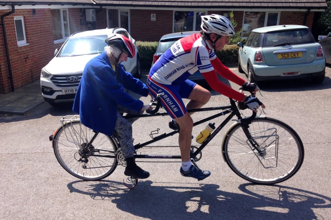 Paul Charman gives his passenger a spin around the car park