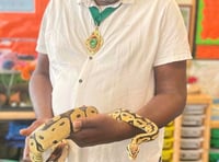 Snake gets friendly with Whitehill town mayor Cllr Leeroy Scott