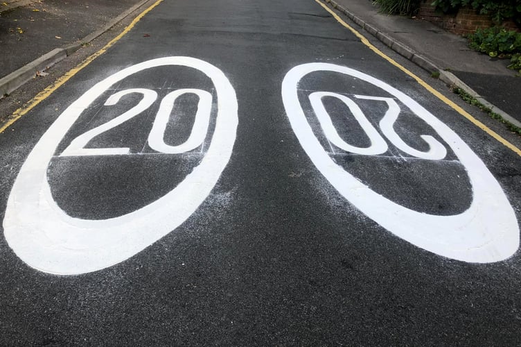 The new luminous road surface in Upper South View, Farnham