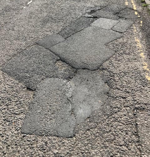 The badly repaired road in Grayswood that “doesn’t need fixing” according to Surrey County Council