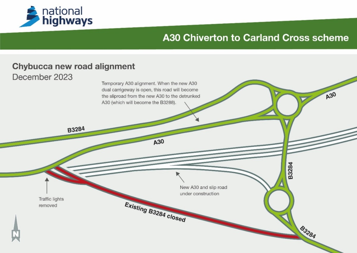 A flyover at the new Chiverton interchange will be partially