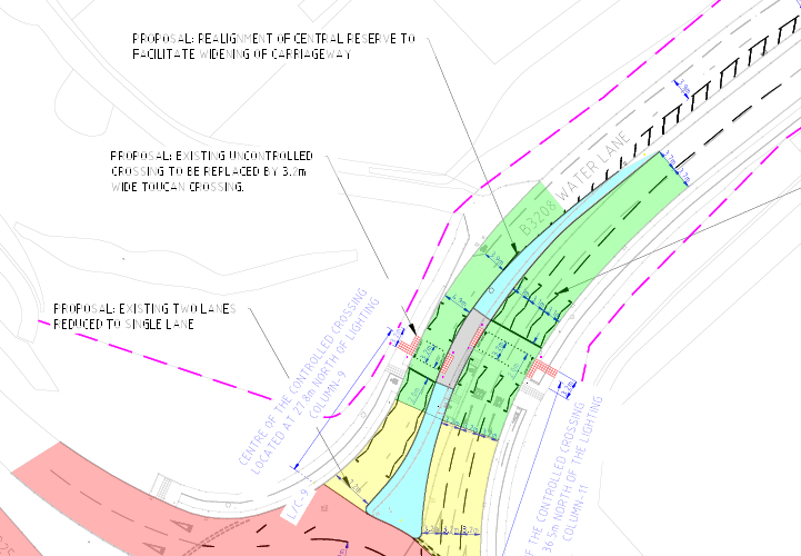 Surrey County Council's plans for the Water Lane/A325 roundabout in Farnham – including a third lane approaching the roundabout from the north-east