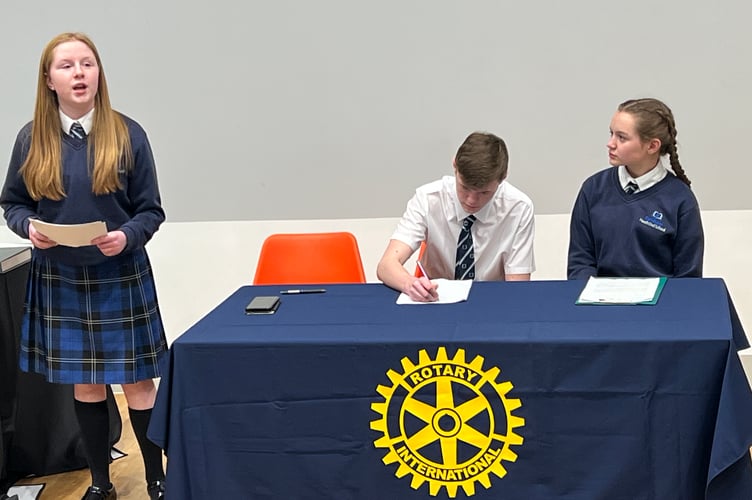 Farnham Heath End’s team debates the value of exam results in the Intermediate category at this year's Rotary Youth Speaks competition