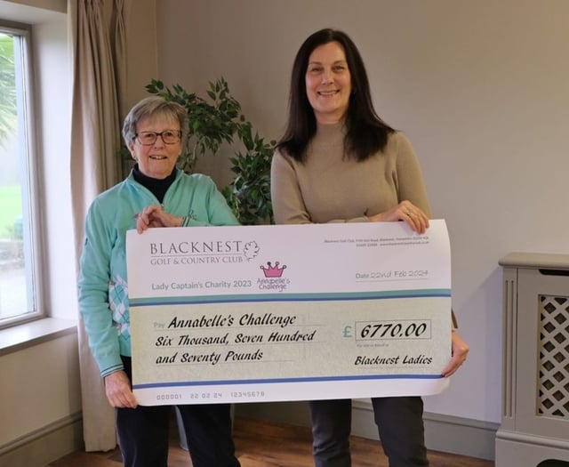 Annabelle's Challenge receives £6,770 from Blacknest Golf Club ladies 