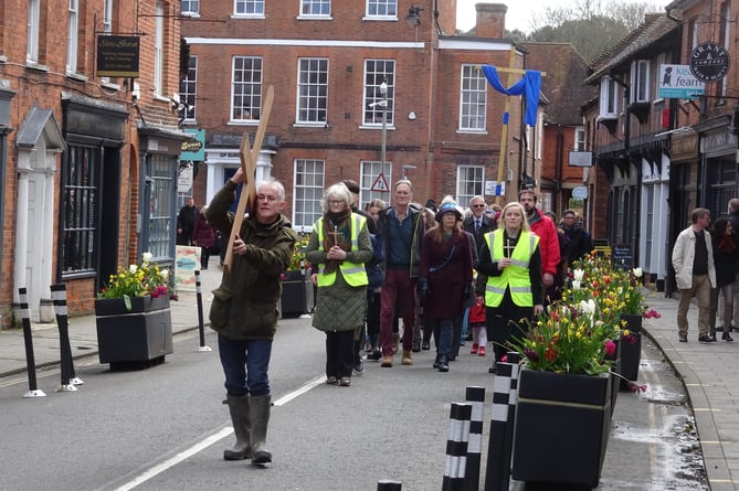 Farnham's Good Friday Walk of Witness procession weaves its way up Downing Street