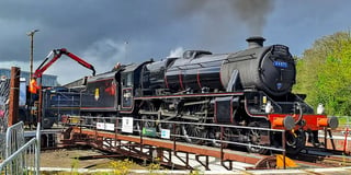 Impressive steam locomotive uses restored turntable