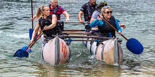 A bumper entry of rafts and rowers took the plunge
