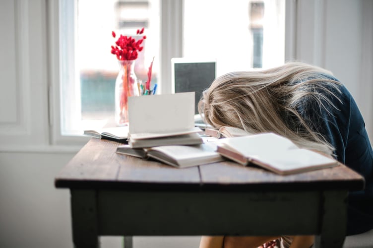 Sleeping at the desk picture