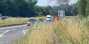 Car fire Westbound A31 between Bentley and Farnham