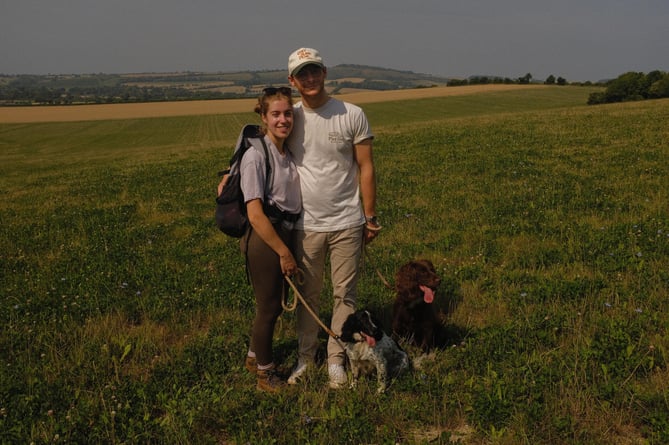 Rachel Dodsworth, Louis Assheton and their dogs Alfie and Mouse.