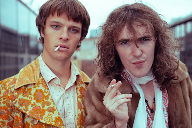 Jasper Talbot as Mick Jagger and Brenock O'Connor as Keith Richards, Redlands, Chichester Festival Theatre.