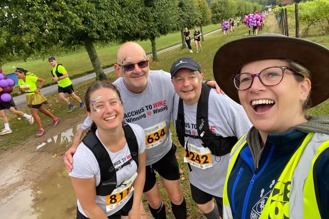 Rachel Sully, Steve King, Paul Croad and Marshall Annalisa Alexander at the Bacchus half marathon.