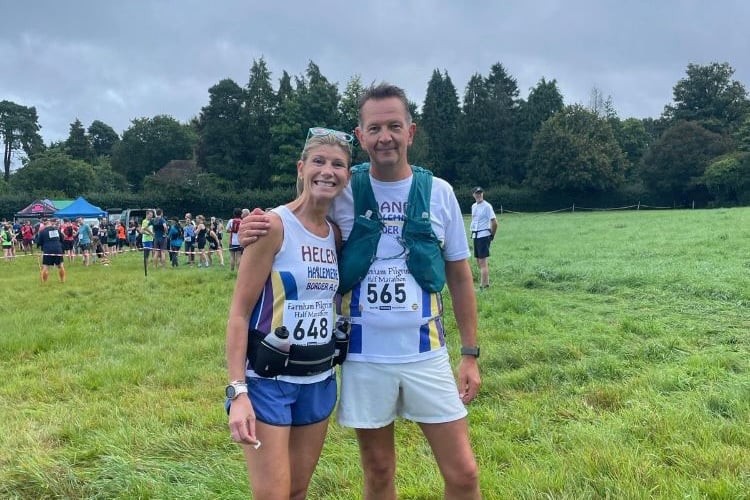 Helen Barran and Richard Shand at the Farnham Pilgrim Half Marathon.