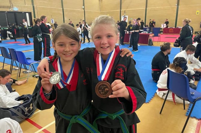 South Downs Taekwondo members Clemie and Lillia, TAGB South East Championship, Havant Leisure Centre, September 29th 2024.