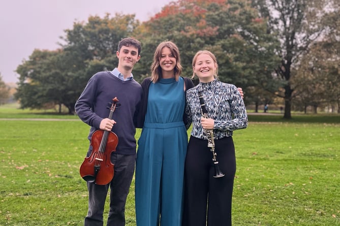 The Cartref Collective. From left: Mungo Everett-Jordan, Lizzie Bonsell and Ellie Kershaw. November 2024.