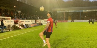 Football freestyler Jay Rosa performs at Aldershot Town