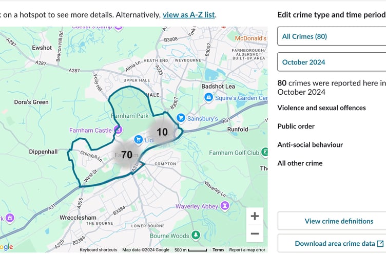 Police crime map Farnham