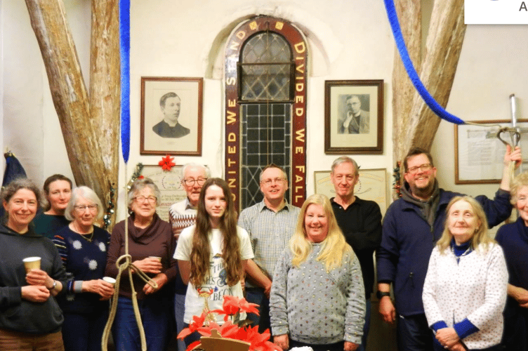 St Peter’s Church Bell Ringers who rang in the new year, 2025. From left: Fiona, Alice, Christine, Jacqueline, John, Katherine, Duncan, Rebecca, Brian, Nick, Caroline and Mary. Picture taken by Erin, who also rang