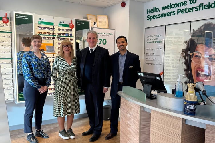 Mr Hinds with the team at Specsavers Petersfield