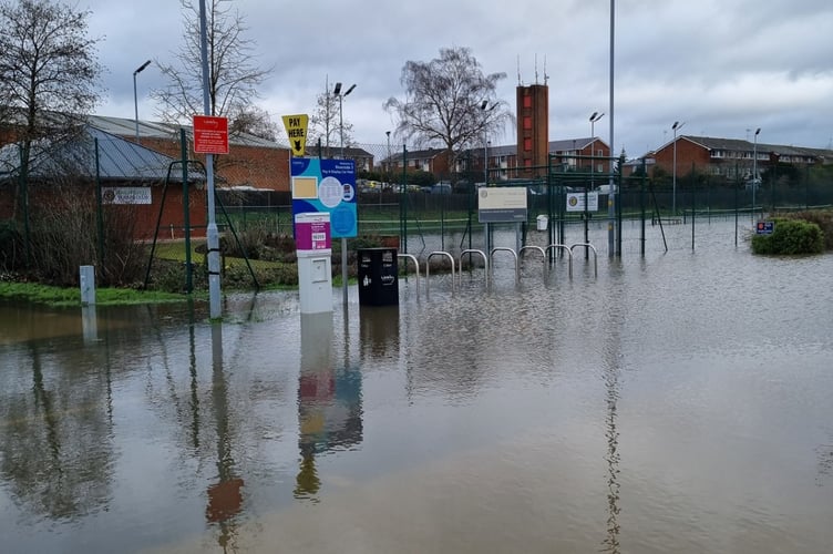 Flooded Riverside Car Park Farnham