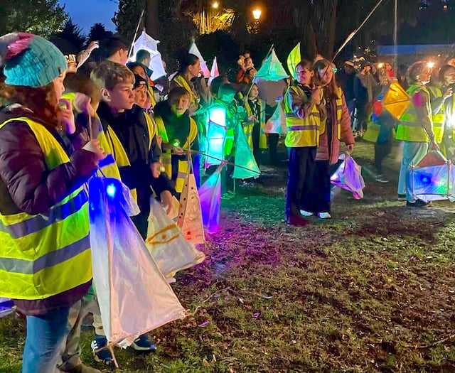 Festival atmosphere as town celebrates with lantern parade