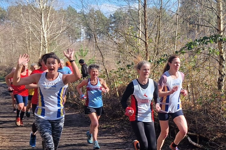 Amy Arthur and Issy Peters at the Bourne Woods cross country